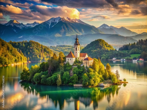 Vintage Style Photography of Slovenia's Breathtaking Landscapes and Historic Architecture Capturing the Essence of European Charm