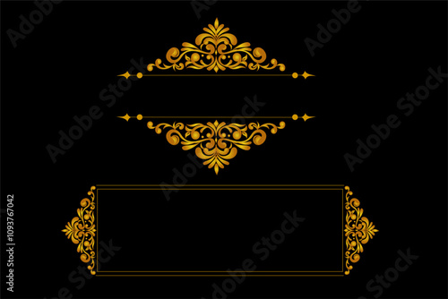 Gold frame, Ornate Golden Shape Art Design Elegant for Wedding amp Special Greeting Cards