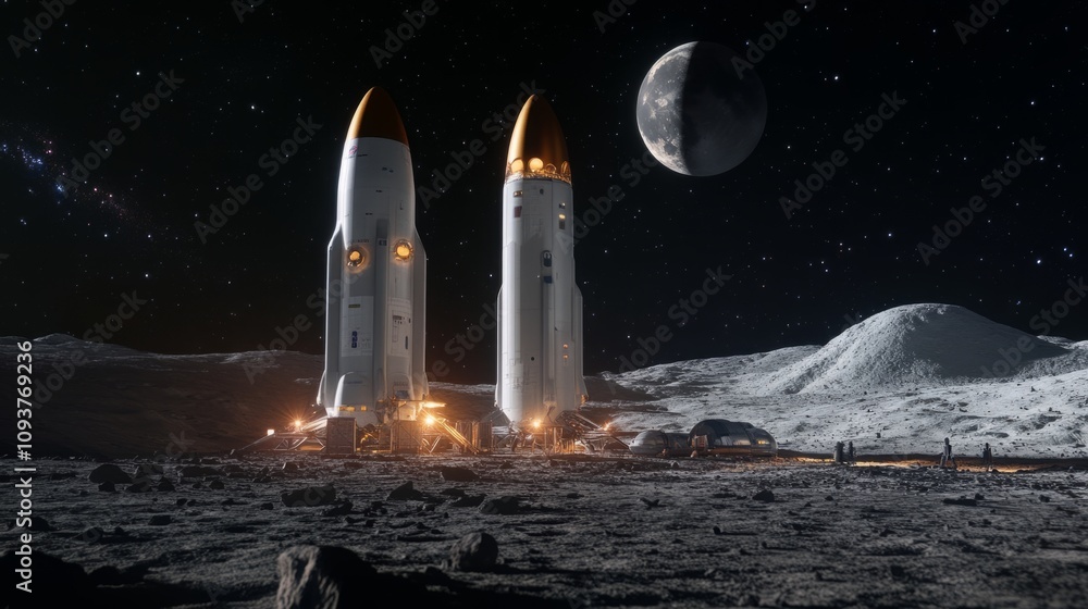 Fototapeta premium Advances in commercial space travel and exploration of Mars, Moon, and beyond continue to capture public imagination.