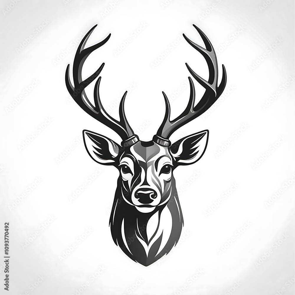 Naklejka premium Design deer head isolated white background. Deer head sign logo