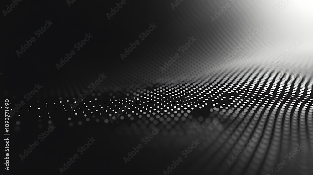 Abstract grayscale wave of dots, digital background. Abstract grayscale wave of dots, digital background.