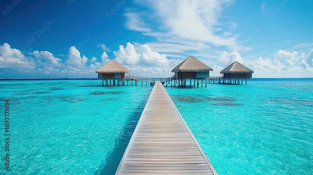 Perfect Maldives paradise scene. Tropical aerial landscape, seascape, luxury water villas. Amazing sea sky, reef lagoon beach picturesque nature. Exotic tourism, panoramic destination, summer vacation Perfect Maldives paradise scene. Tropical aerial landscape, seascape, luxury water villas. Amazing sea sky, reef lagoon beach picturesque nature. Exotic tourism, panoramic destination, summer vacation