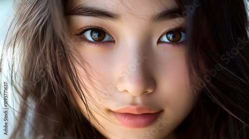 Wallpaper Mural An Asian close up of a young woman with long hair Torontodigital.ca