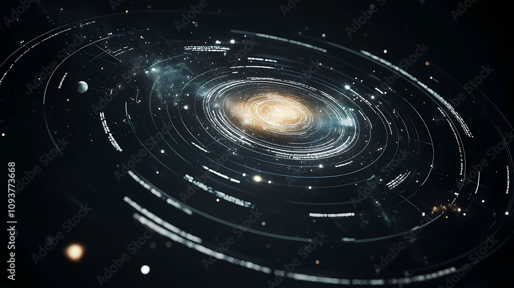 Space exploration map, galaxy with star systems and wormholes, 3d illustration. Space Wanderer Voyage. Illustration Space exploration map, galaxy with star systems and wormholes, 3d illustration. Space Wanderer Voyage. Illustration