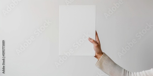 A woman hand holding a white magazine book mockup