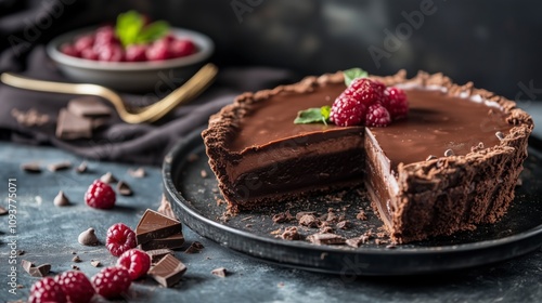 Trozo de tarta de chocolate