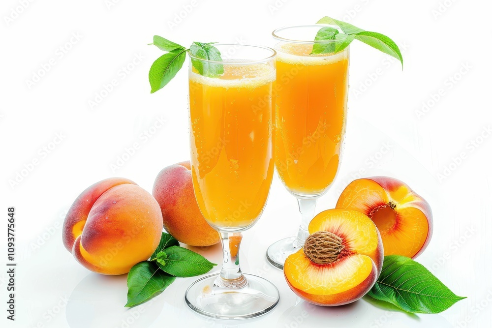 Peach Bellini isolated on white Peach Bellini isolated on white