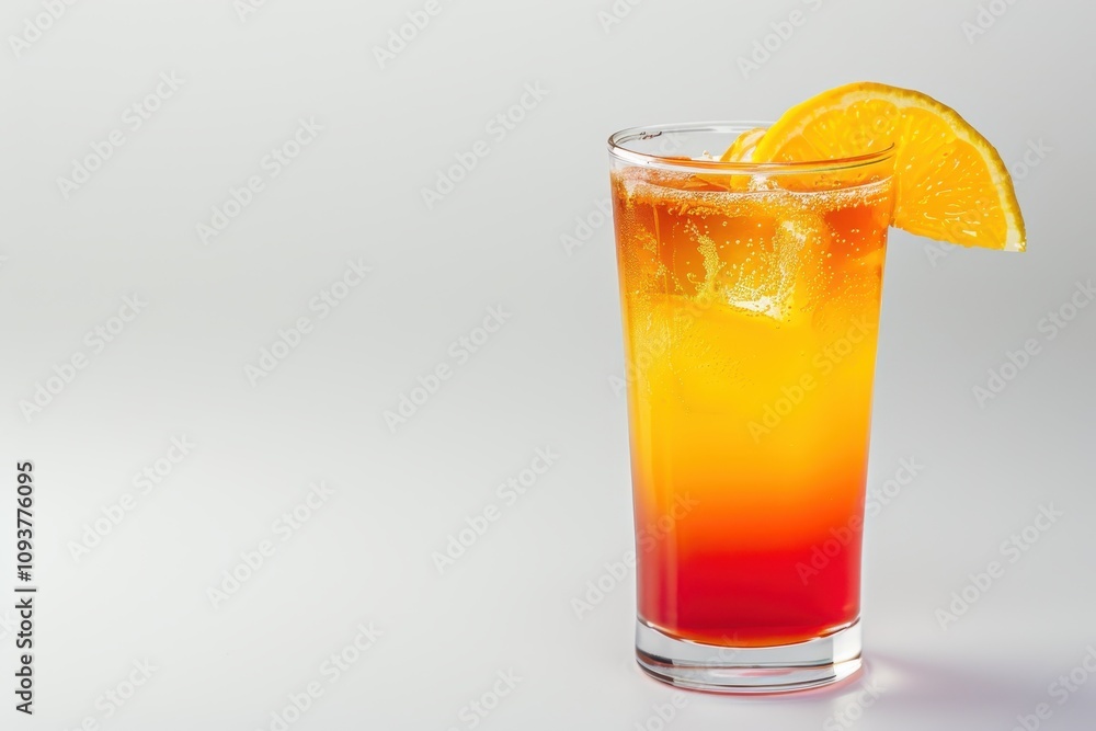 Tequila sunrise cocktail with white backdrop Tequila sunrise cocktail with white backdrop