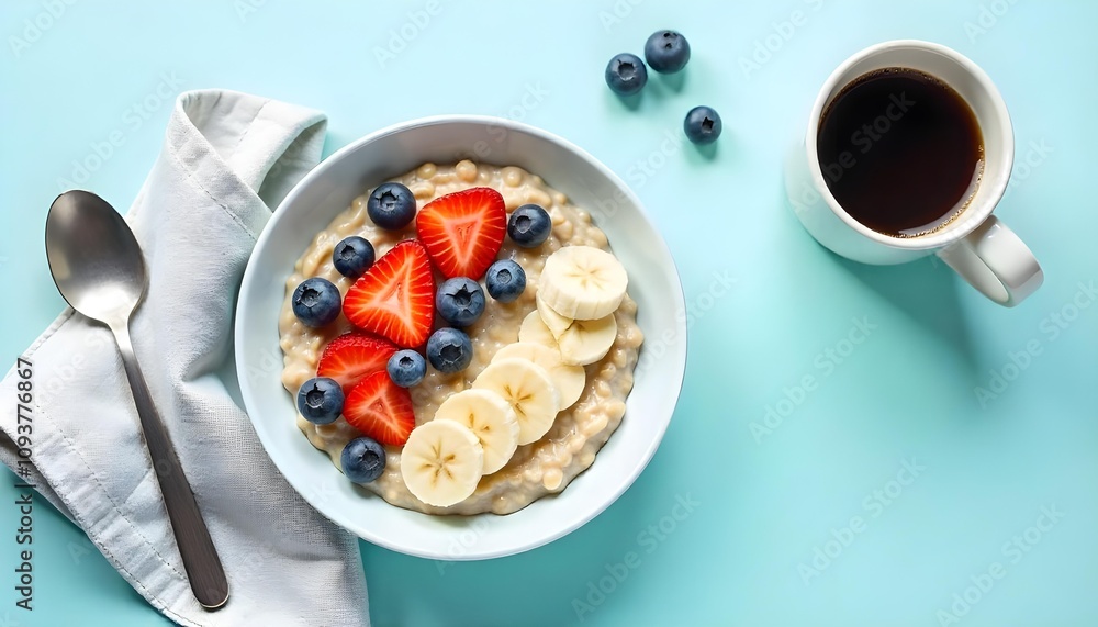 Morning fuel, oatmeal and coffee Morning fuel, oatmeal and coffee