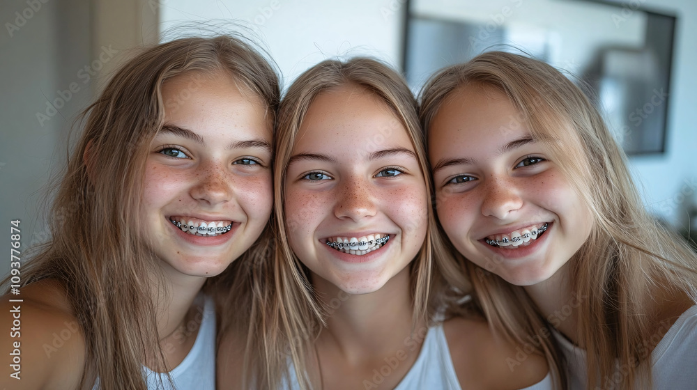 A group of smiling children and Brackets, friends from school, enjoying a day together in class. A group of smiling children and Brackets, friends from school, enjoying a day together in class.