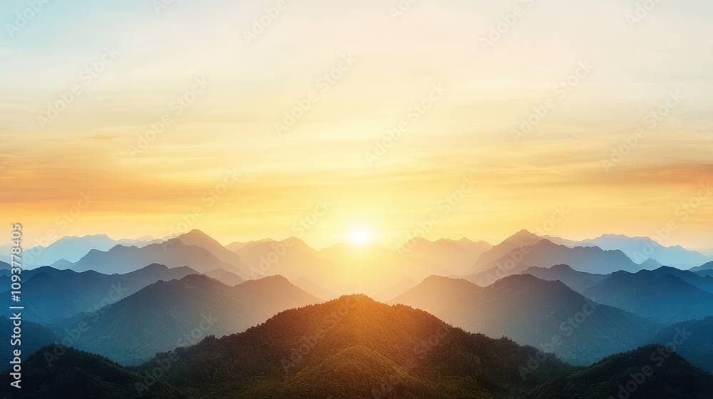 Obraz premium Breathtaking sunrise over mountain range nature landscape photography tranquil environment scenic viewpoint inspirational concept