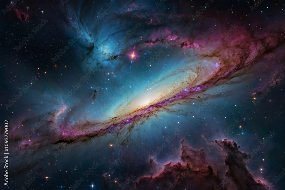 Fototapeta premium A galaxy with nebula and stars in the space