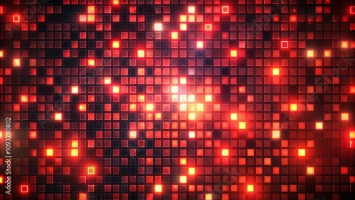 Animated Red Pixel Noise Background with Flashing Squares for Visual Video Effects in Low Light Photography and Digital Design Projects