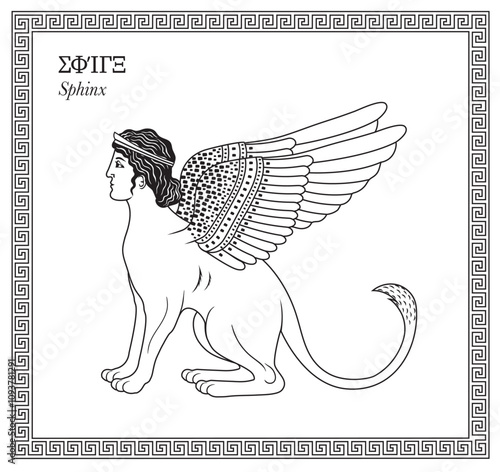 Vector illustration of a mythical Greek sphinx