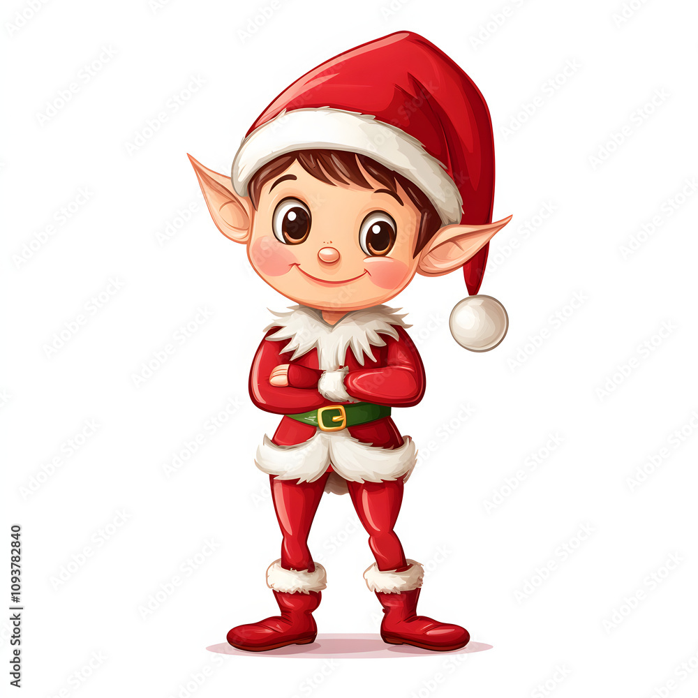 Illustration Christmas santa's elf on white background Illustration Christmas santa's elf on white background