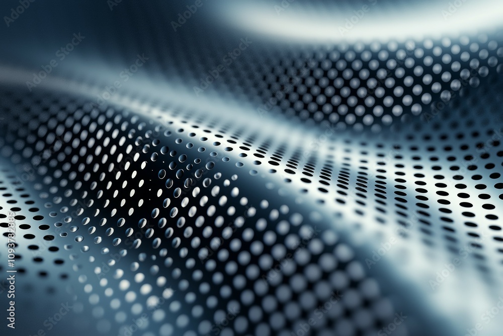 Abstract metallic surface with wavy pattern and perforated texture Abstract metallic surface with wavy pattern and perforated texture