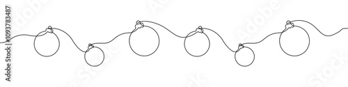 Christmas decorations icon line continuous drawing vector. One line Decorative balls icon vector background. Christmas balls icon. Continuous outline of a Christmas balls.