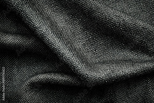 Close-up of textured black fabric with intricate weave pattern