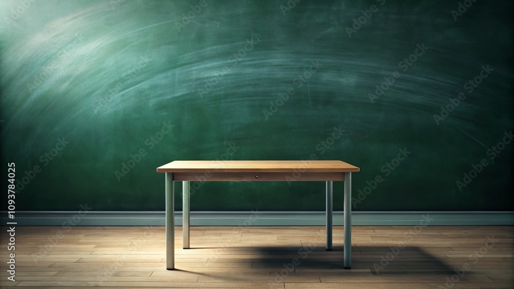 A Serene Low Light Classroom Scene Featuring a School Table with Lines and a Blackboard in the Background, Capturing the Essence of Learning and Reflection A Serene Low Light Classroom Scene Featuring a School Table with Lines and a Blackboard in the Background, Capturing the Essence of Learning and Reflection