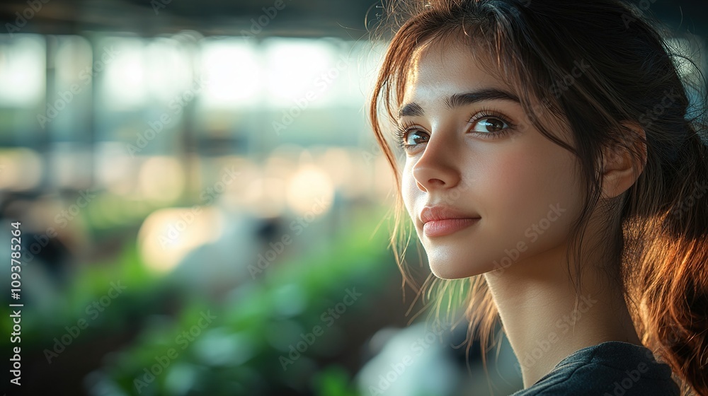Portrait of a Young Woman with Long Brown Hair Portrait of a Young Woman with Long Brown Hair