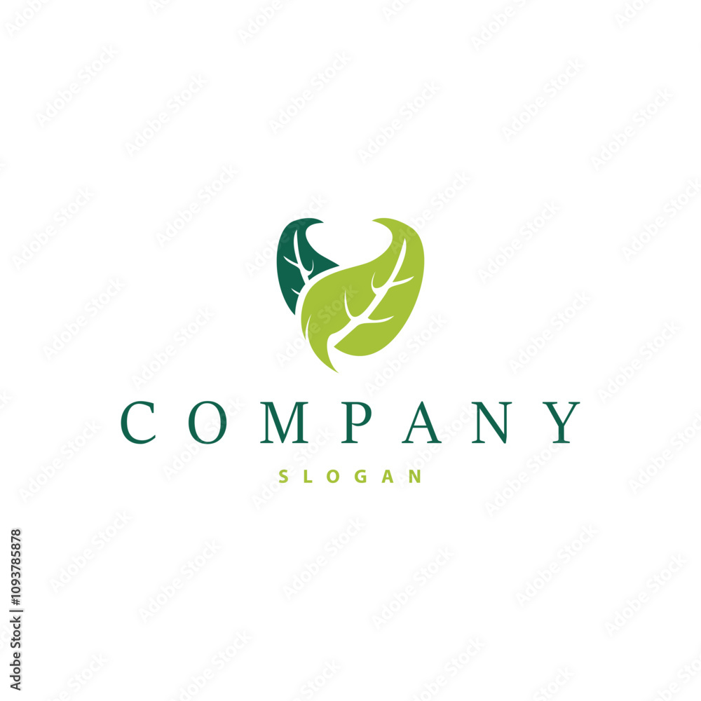 Fototapeta premium Leaf logo design template simple silhouette illustration plant leaf vector for business branding