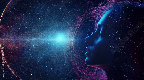 Fototapeta Naklejka Na Ścianę i Meble -  Woman face on space background