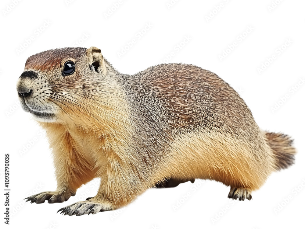 Fototapeta premium marmot isolated on white, transparent background pgn cutout
