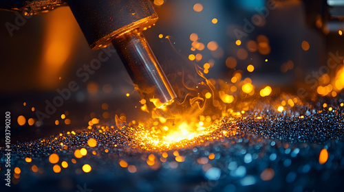 A materials science lab testing new alloys under intense heat and light.