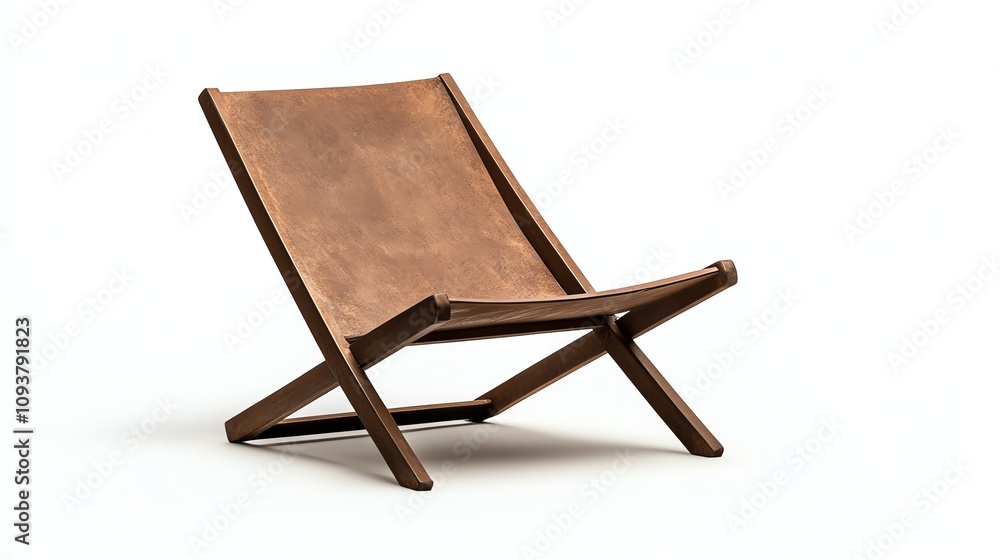 Stylish wooden lounge chair with a minimalist design on a white isolated background. Stylish wooden lounge chair with a minimalist design on a white isolated background.