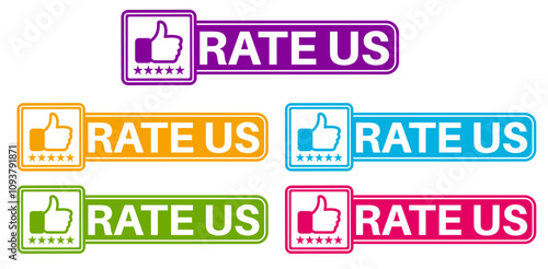 set vector rate us icon. rating stars symbol for review product template banner design vector illustration