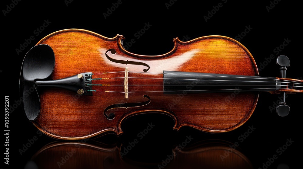 Fototapeta premium Polished violin on black background. (1)