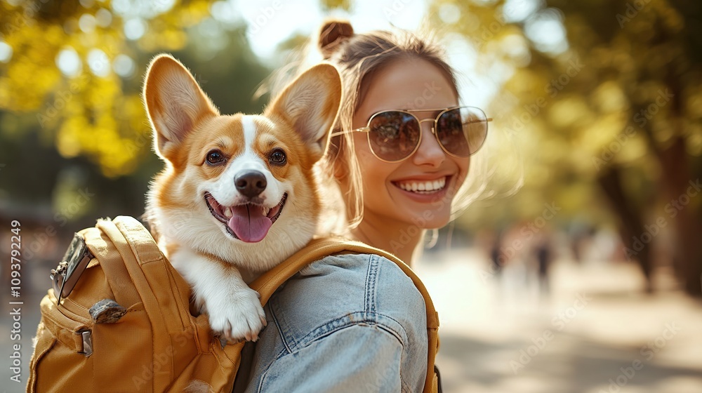 Happy Girl and Corgi on a Sunny Day Adventure Happy Girl and Corgi on a Sunny Day Adventure
