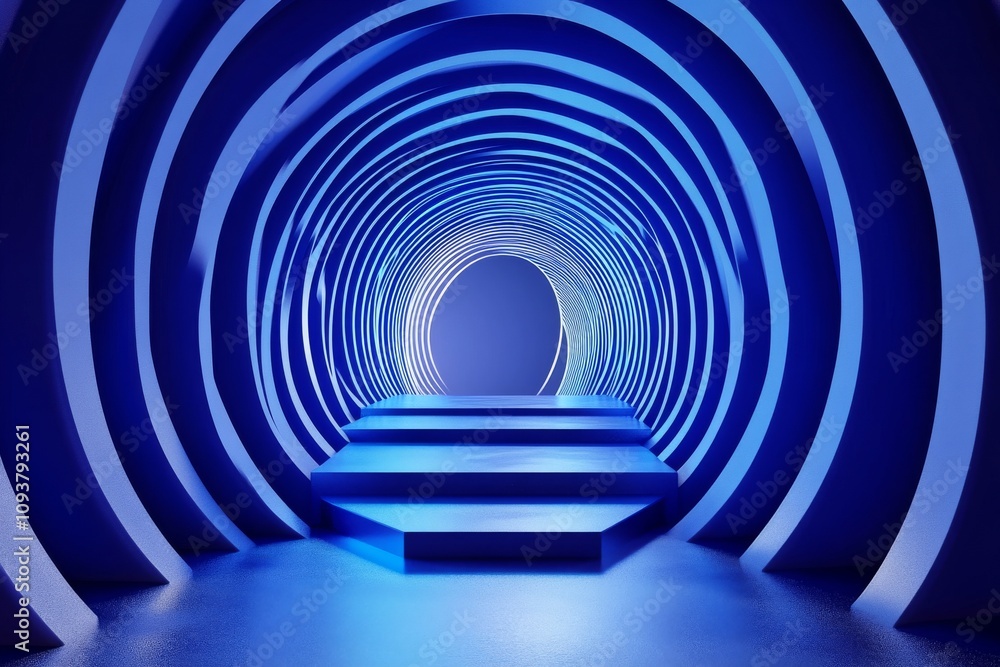 Obraz premium Serene Blue Gradient, Deep blue tones blend seamlessly, evoking calmness, perfect for minimalist design, offers ample space for text or graphics, ideal for modern aesthetics