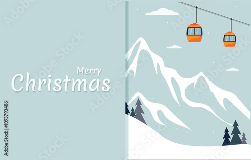 winter mountain landscape. marry christmas greeting card