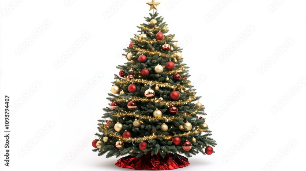 christmas tree and decorations isolated on white christmas tree and decorations isolated on white