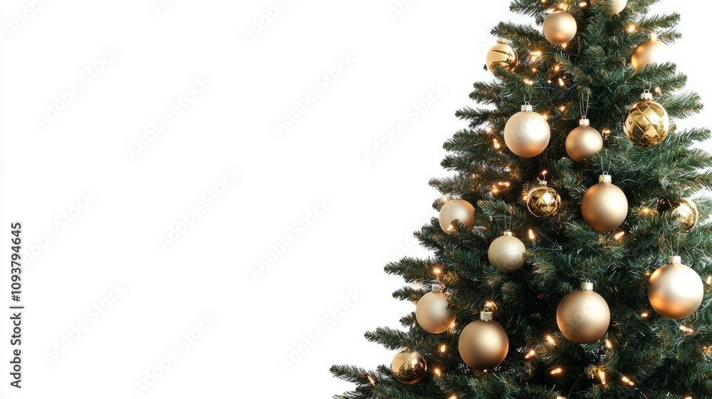 christmas tree and decorations isolated on white christmas tree and decorations isolated on white