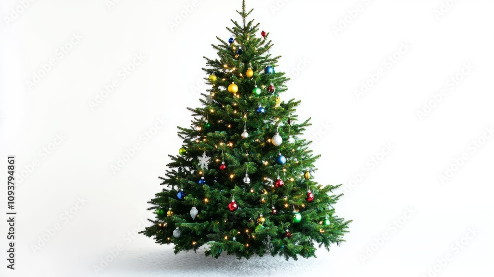 christmas tree and decorations isolated on white christmas tree and decorations isolated on white