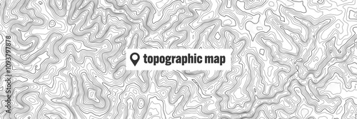 Topographic map with contour lines. Geographic terrain grid, relief height elevation. Ground path pattern. Travel and navigation, cartography design element. Vector illustration