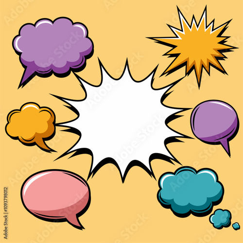 Comic books dialog bubbles. graphic art frame layout template illustration.