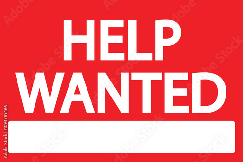 HELP WANTED red sign with empty text space vector	