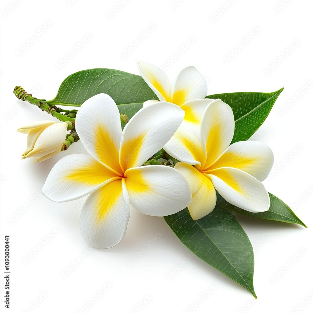 Naklejka premium Plumeria flower isolated on white background , ai
