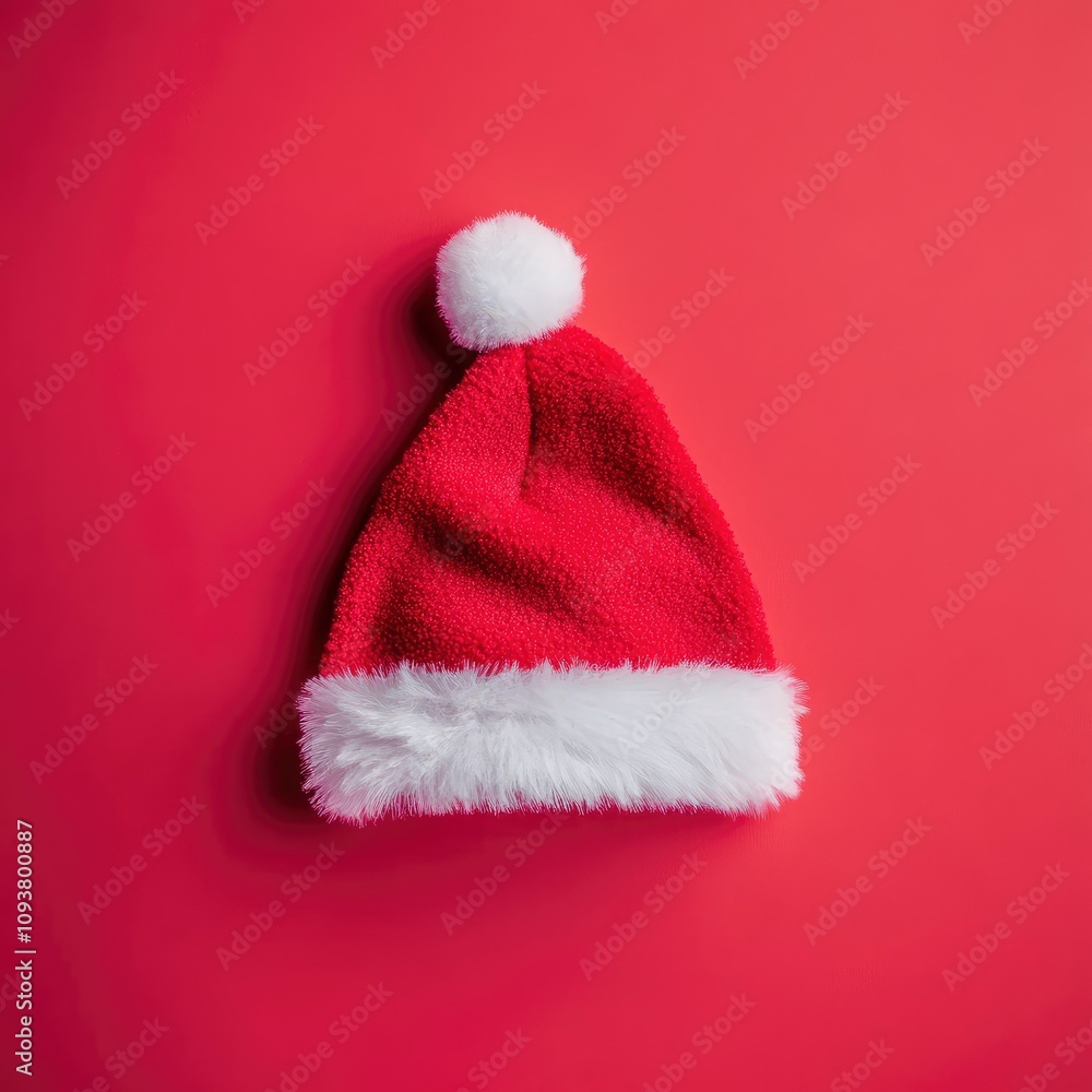 Real photo of a red Christmas Santa Claus hat with a white pompom, Santa hat isolated on one color background , ai Real photo of a red Christmas Santa Claus hat with a white pompom, Santa hat isolated on one color background , ai