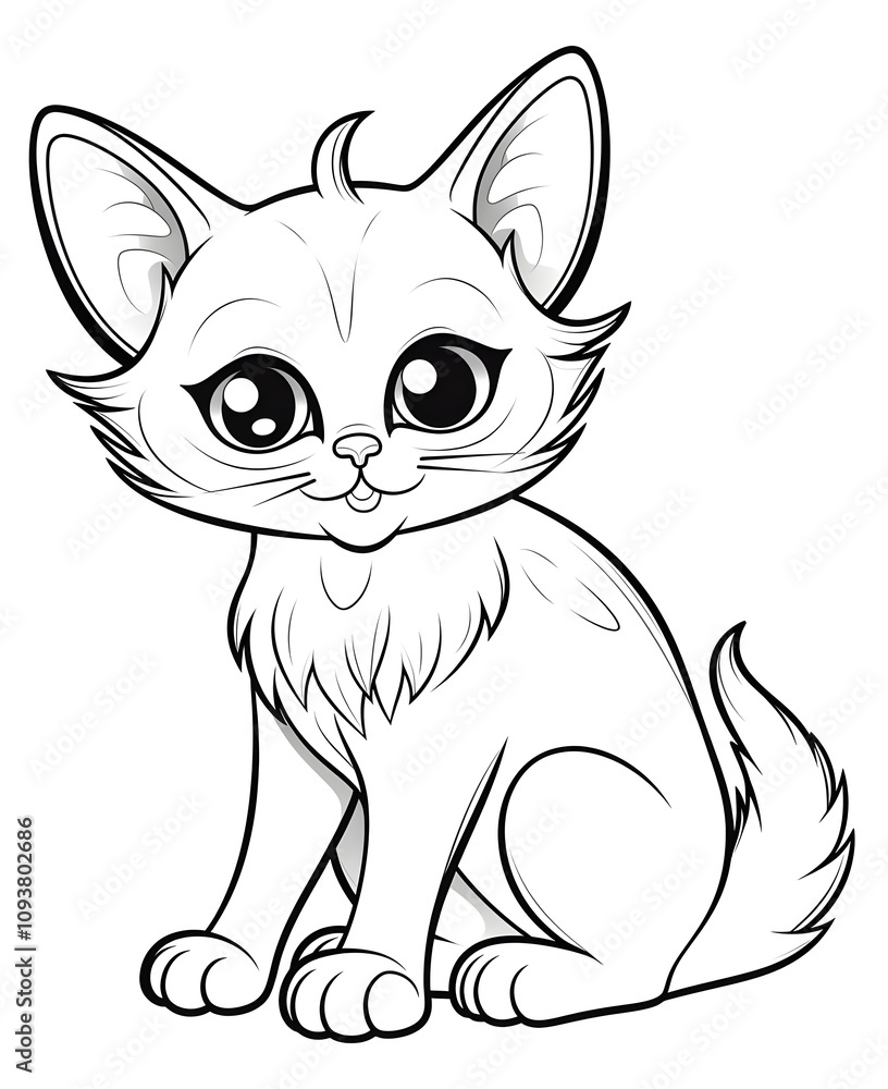 Obraz premium Adorable Balinese Cat Coloring Page for Kids