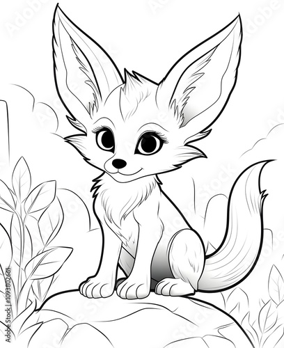 Adorable Fennec Fox Coloring Page for Kids Enjoyment