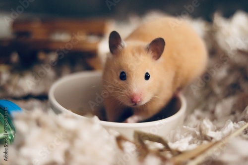 Adorable Hamster in Its Cozy Habitat photo