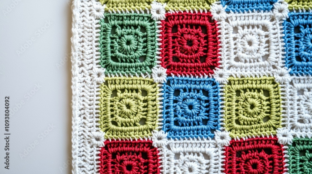 Crafting a clean crochet pattern with alternating colors home workspace textile art cozy environment top view diy concept Crafting a clean crochet pattern with alternating colors home workspace textile art cozy environment top view diy concept