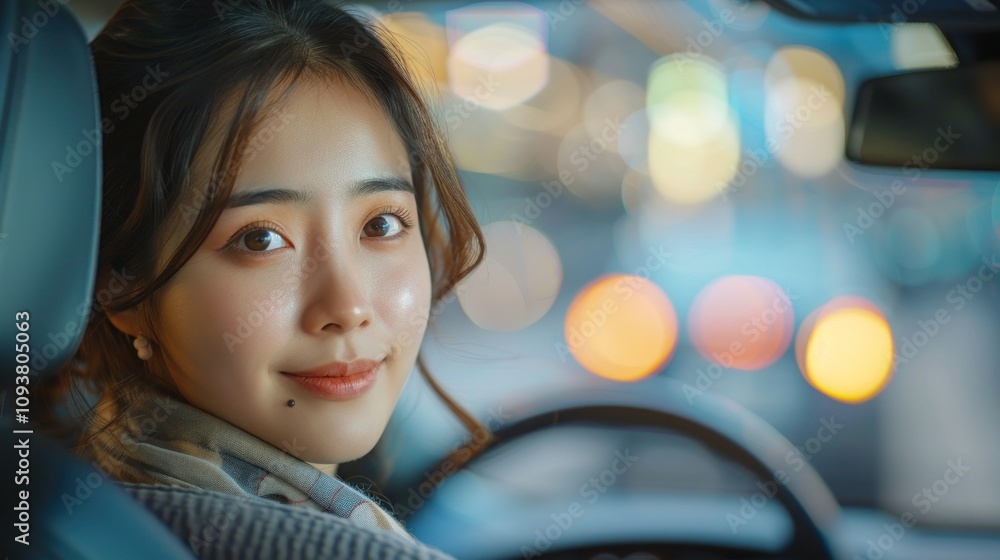 Young Asian Couple Test-Driving a Luxury Sedan at Auto Dealership Young Asian Couple Test-Driving a Luxury Sedan at Auto Dealership