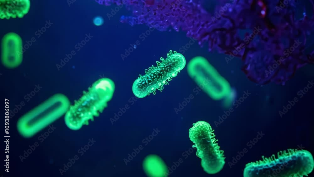 Microscopic view of bacteria multiplying in organism Microscopic view of bacteria multiplying in organism