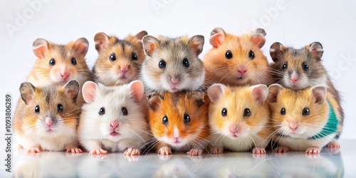 Captivating Collection of Jungar Hamsters on a White Background: A Detailed Look at Their Unique Characteristics and Behaviors in a Naturalistic Setting photo