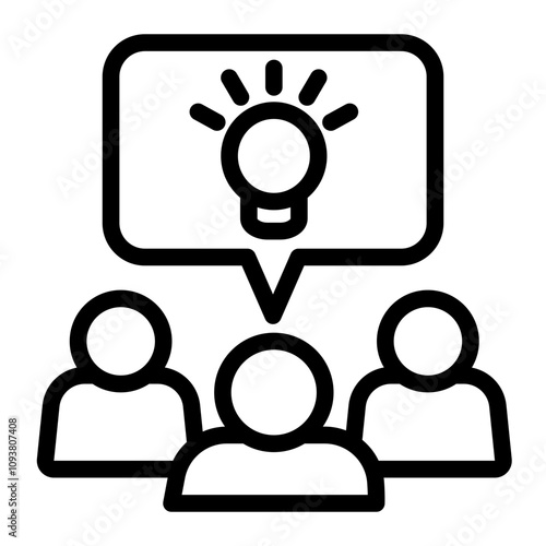 Team insight icon line outline thin stroke set, people leadership lightbulb simple pictogram graphic illustration, idea of expert community group